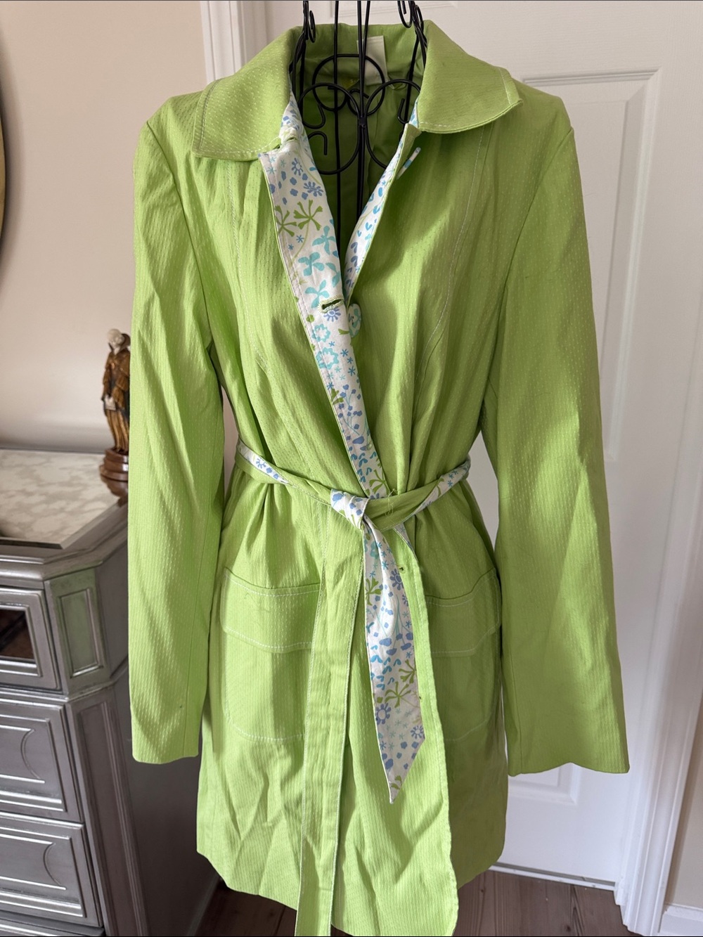 Vintage Lime Green Women's Long Coat